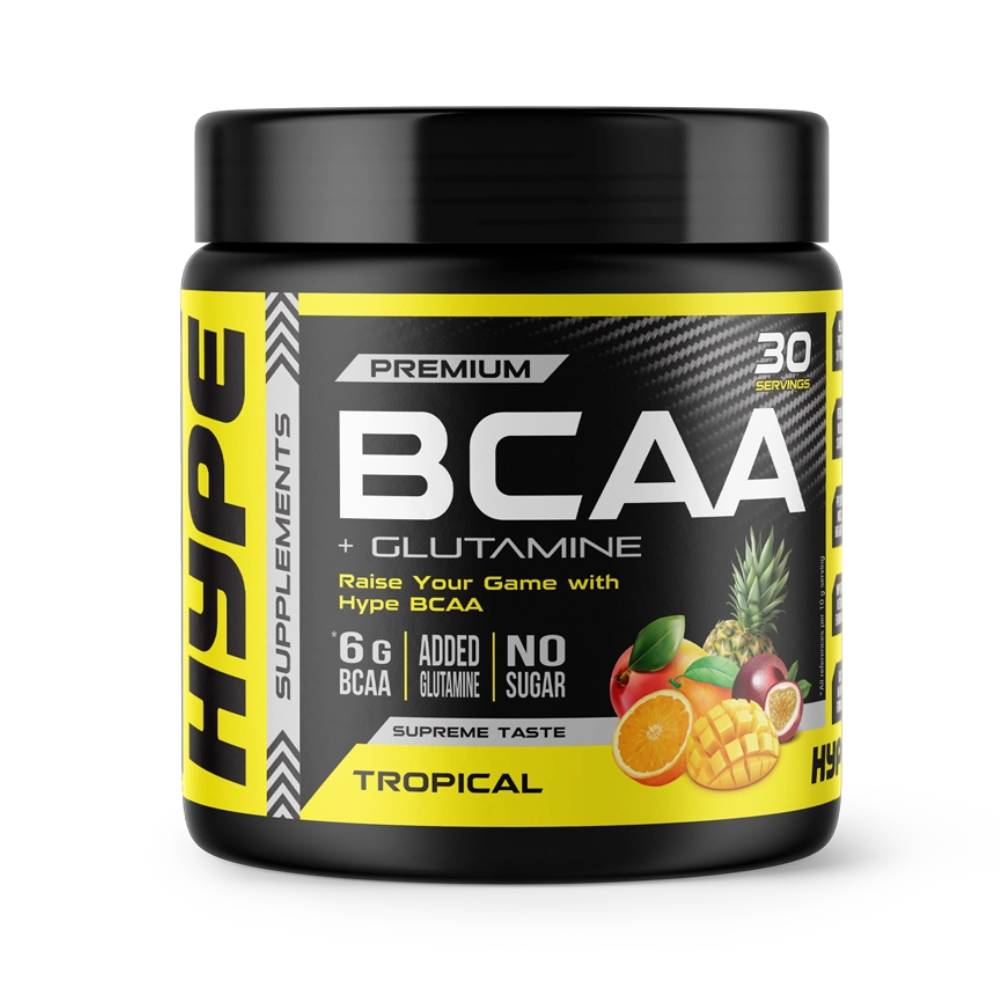 Black Friday - Reduceri Premium BCAA + Glutamina pudra, 300g, Hype Supplements, Supliment alimentar pentru refacere Tropical Promotie 2