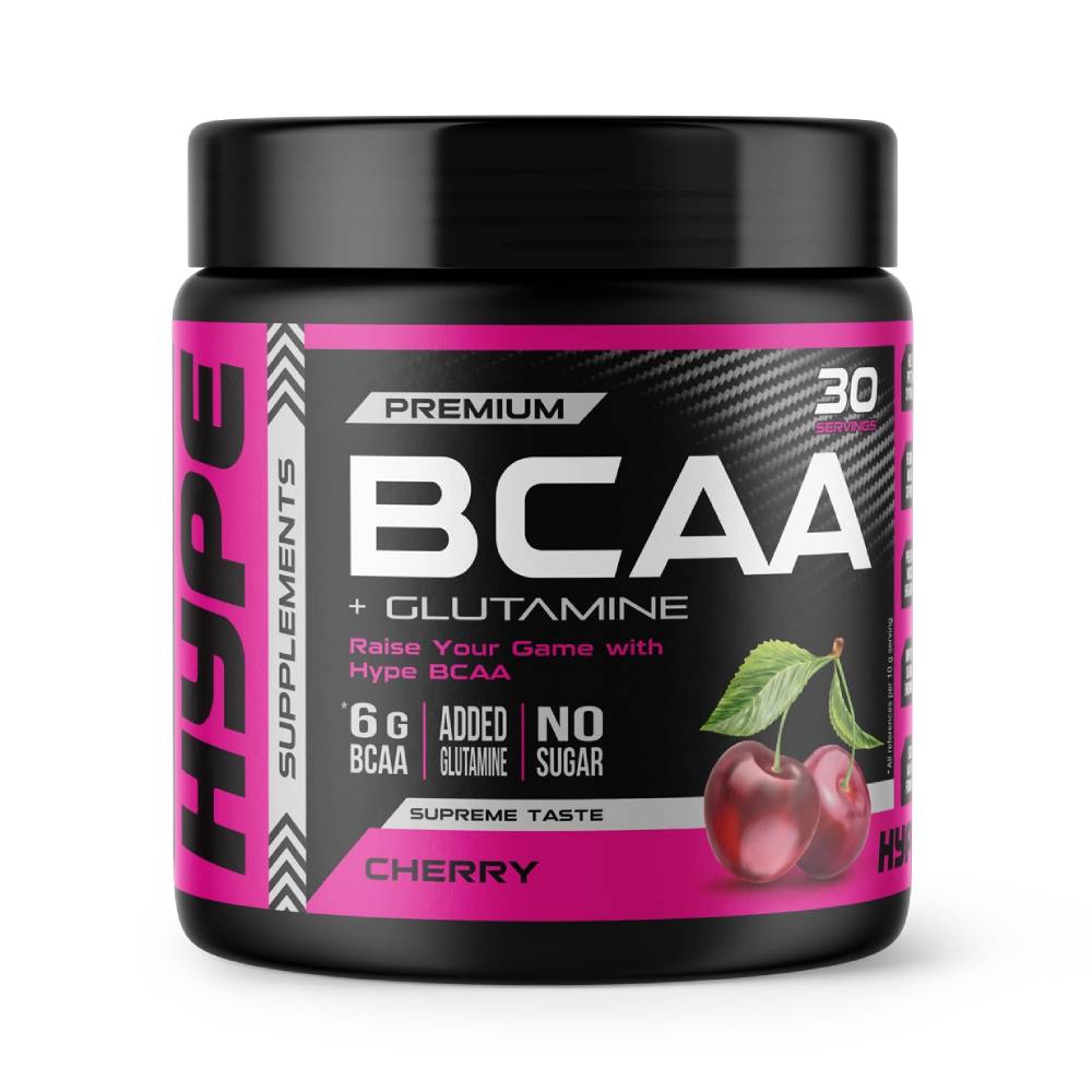 Black Friday - Reduceri Premium BCAA + Glutamina pudra, 300g, Hype Supplements, Supliment alimentar pentru refacere Cherry Promotie 1