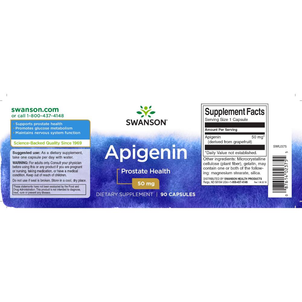 Apigenina 50mg, 90 capsule, Swanson, Supliment alimentar pentru relaxare 2