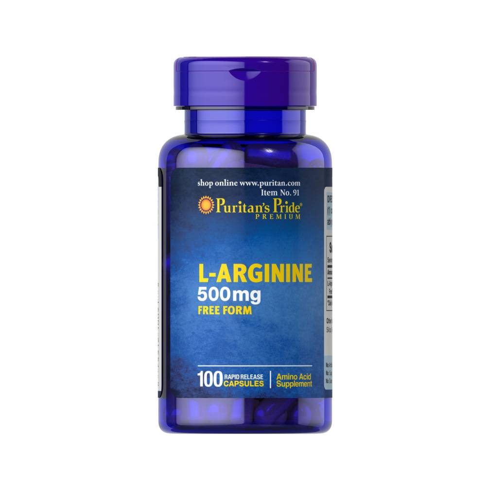 Arginina | L-Arginina 500mg, 100 capsule, Puritan's Pride, Supliment alimentar aminoacizi 0