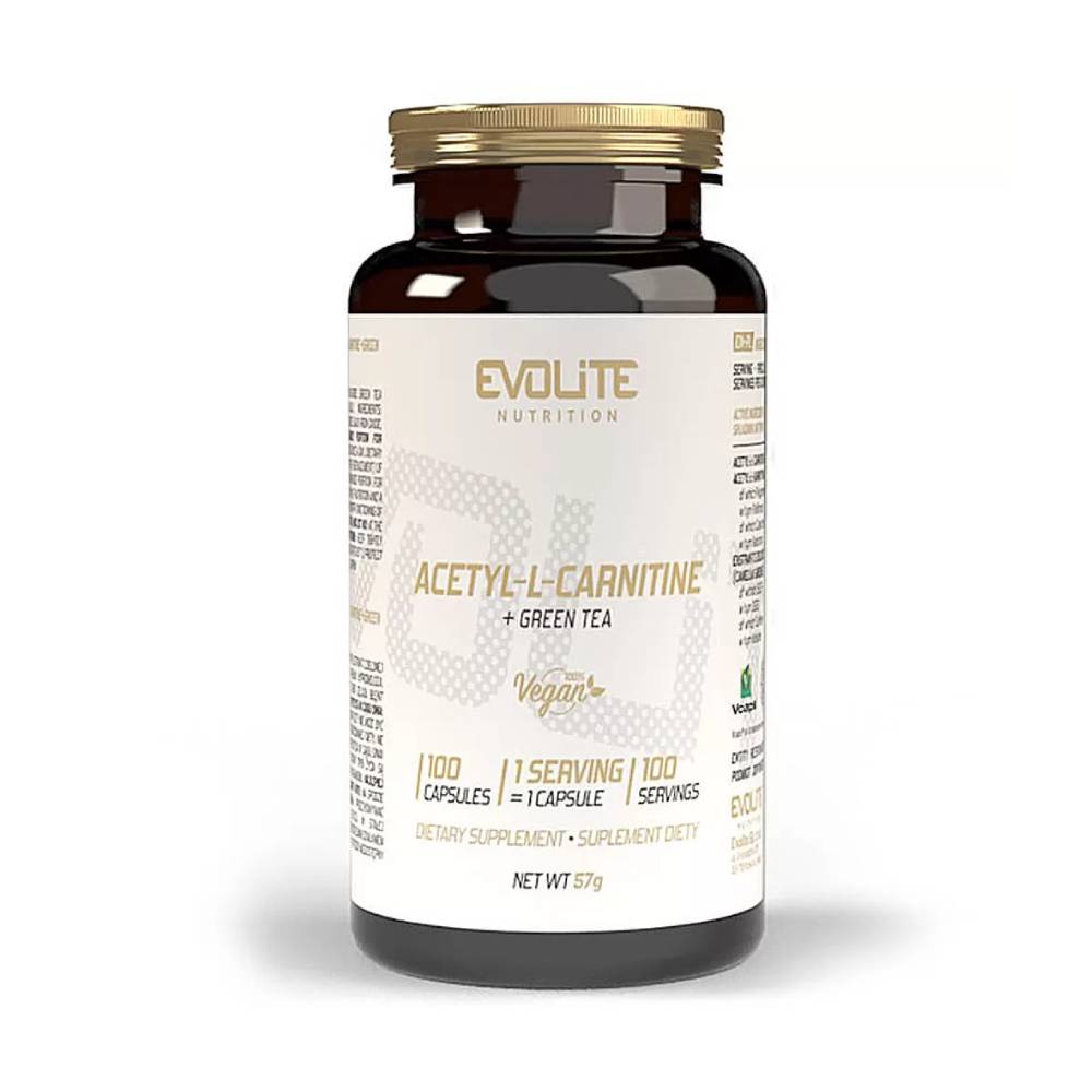 Carnitina Acetil L - Carnitina + Extract de ceai verde 100 capsule, Evolite, Supliment alimentar slabire 1