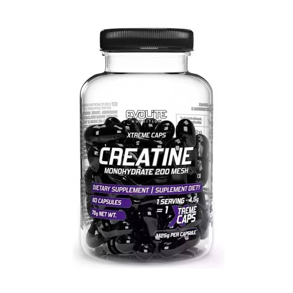 Creatina Creatina monohidrata 200 MESH, 60 capsule, Evolite Nutrition, Supliment crestere masa musculara 1