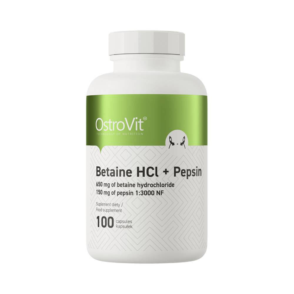 Digestie | Betaina HCl + Pepsina 100 capsule, Ostrovit, Supliment alimentar pentru digestie 0