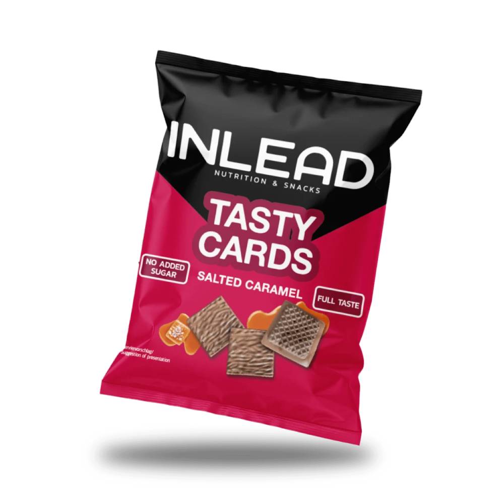 Dulciuri fara zahar Tasty Cards, 52g, Inlead, Biscuiti cu cacao si umplutura de caramel sarat 1