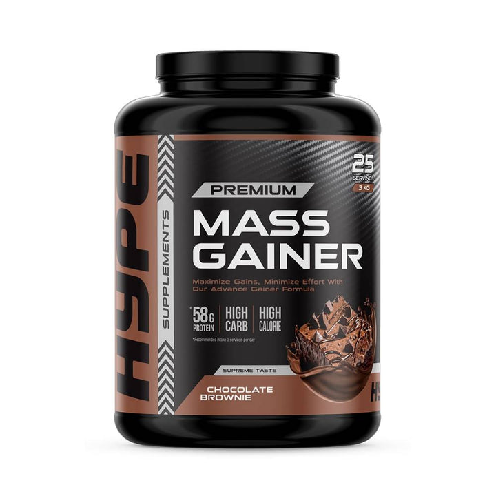 Black Friday - Reduceri Mass Gainer Premium, pudra, 3kg, Hype Supplements, Supliment crestere masa musculara Chocolate Brownie Promotie 1