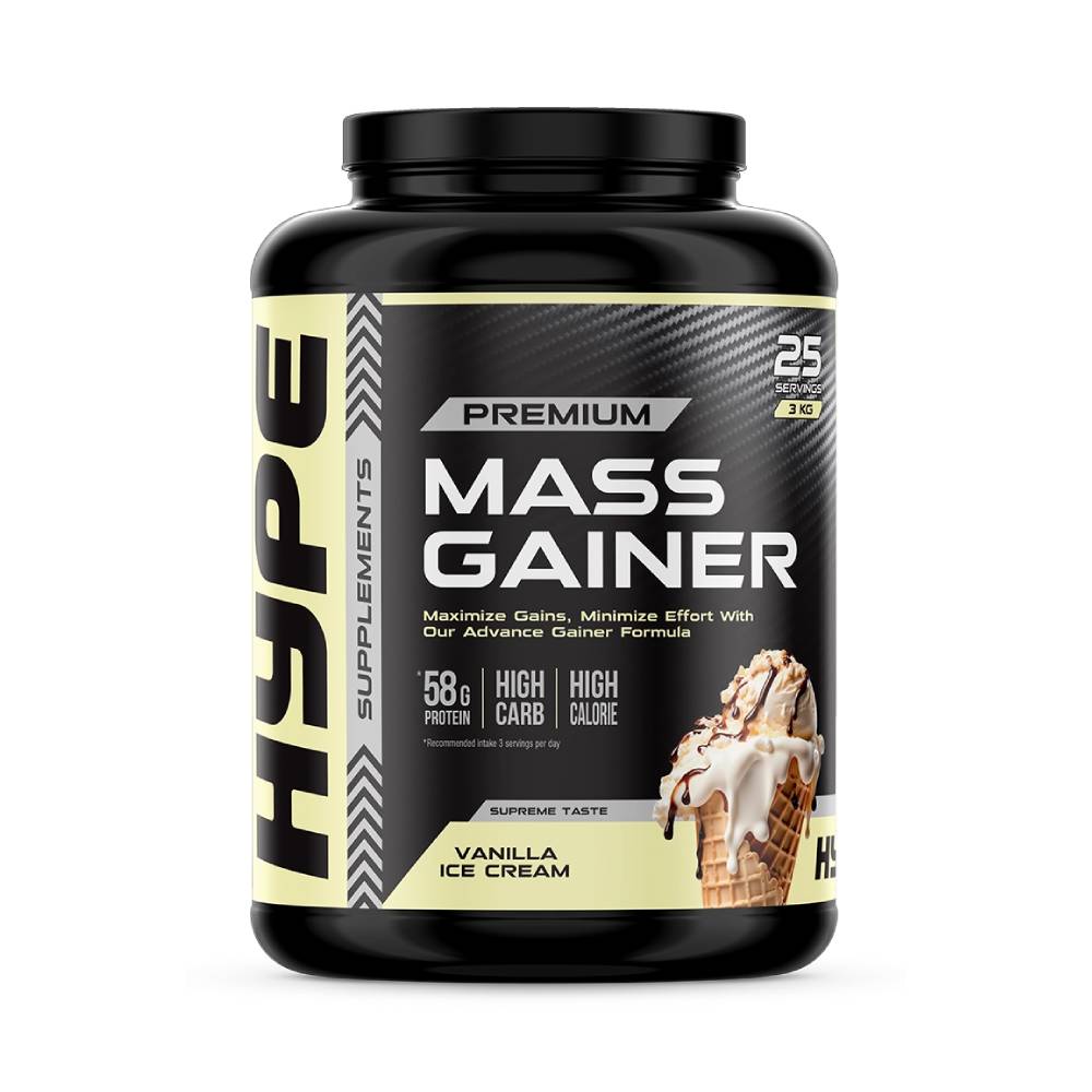 Black Friday - Reduceri Mass Gainer Premium, pudra, 3kg, Hype Supplements, Supliment crestere masa musculara Vanilla Ice Cream Promotie 2