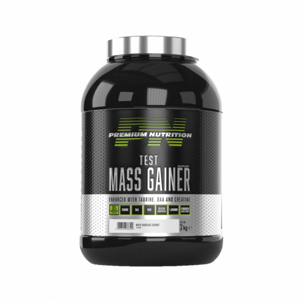 Black Friday - Reduceri Test Mass Gainer pudra, 3kg, Premium Nutrition, Supliment crestere masa White Chocolate Coconut Promotie 1