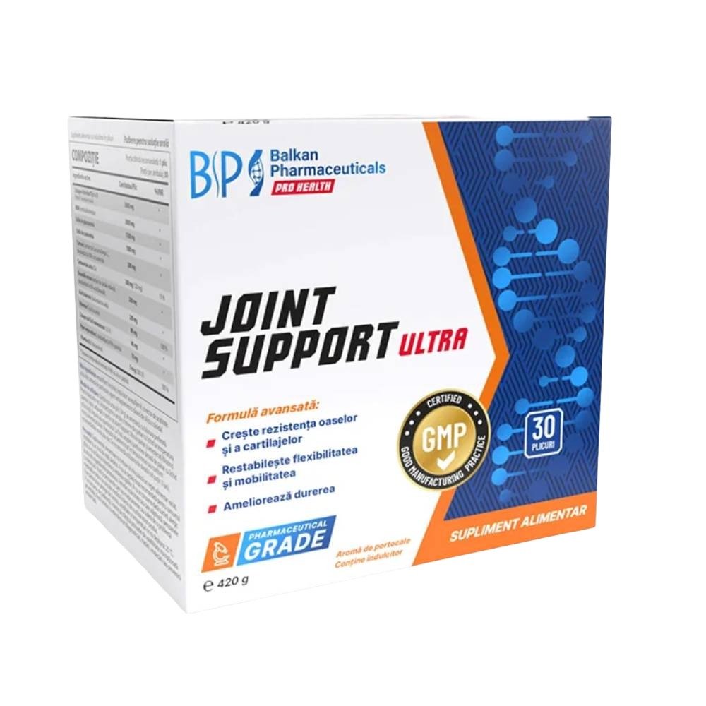 Black Friday - Reduceri Joint Support Ultra 30 plicuri (420g), Balkan Pharmaceuticals, Supliment alimentar pentru oase si articulatii Orange Promotie 1