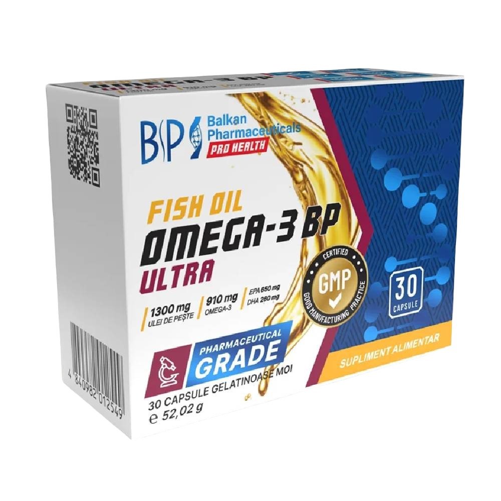 Black Friday - Reduceri Omega 3 BP Ultra, 30 capsule, Balkan Pharmaceuticals, Acizi grasi din ulei de peste Promotie 1