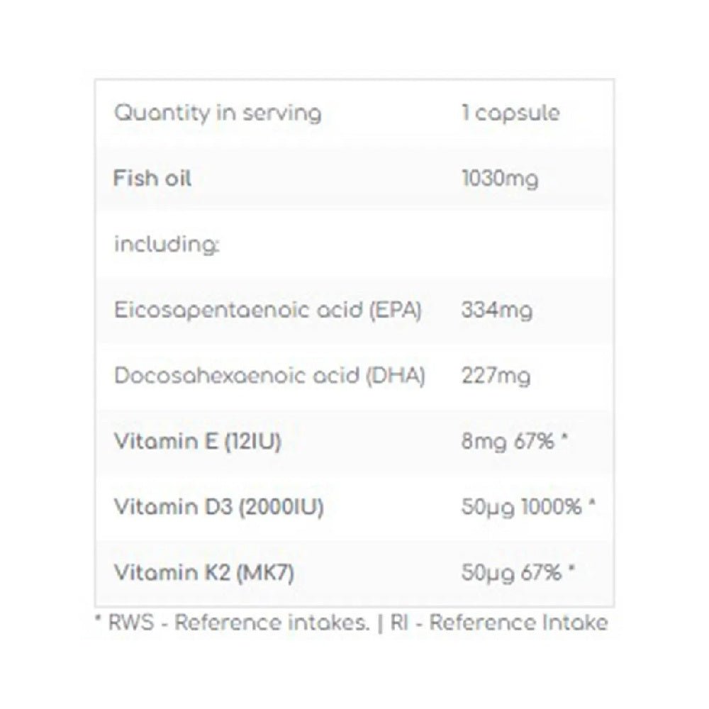 Acizi grasi Omega | Omega 3 + D3 + K2 + E, 60 capsule, Evolite Nutrition, Acizi grasi omega 3 cu vitamine 1