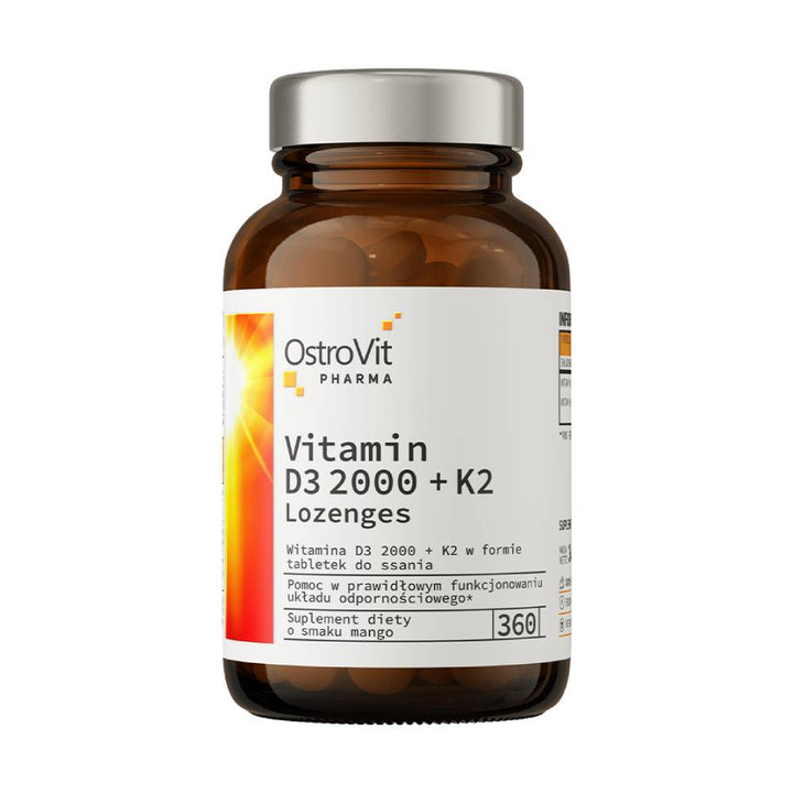 Vitamina D3 2000 UI + K2, 360 tablete de supt, Ostrovit, Supliment alimentar pentru oase si imunitate