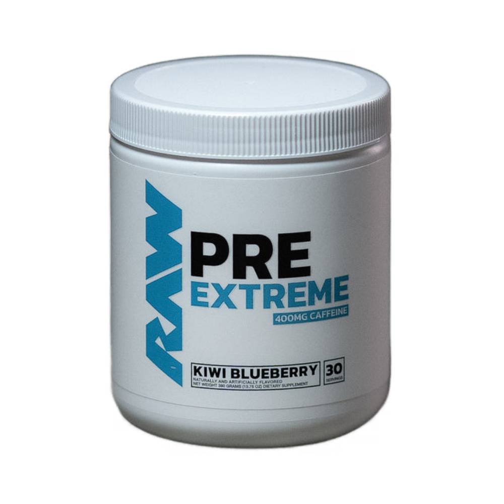 Black Friday - Reduceri PRE Extreme 390g, pudra, Raw Nutrition, Supliment alimentar pre - antrenament Kiwi Blueberry Promotie 1