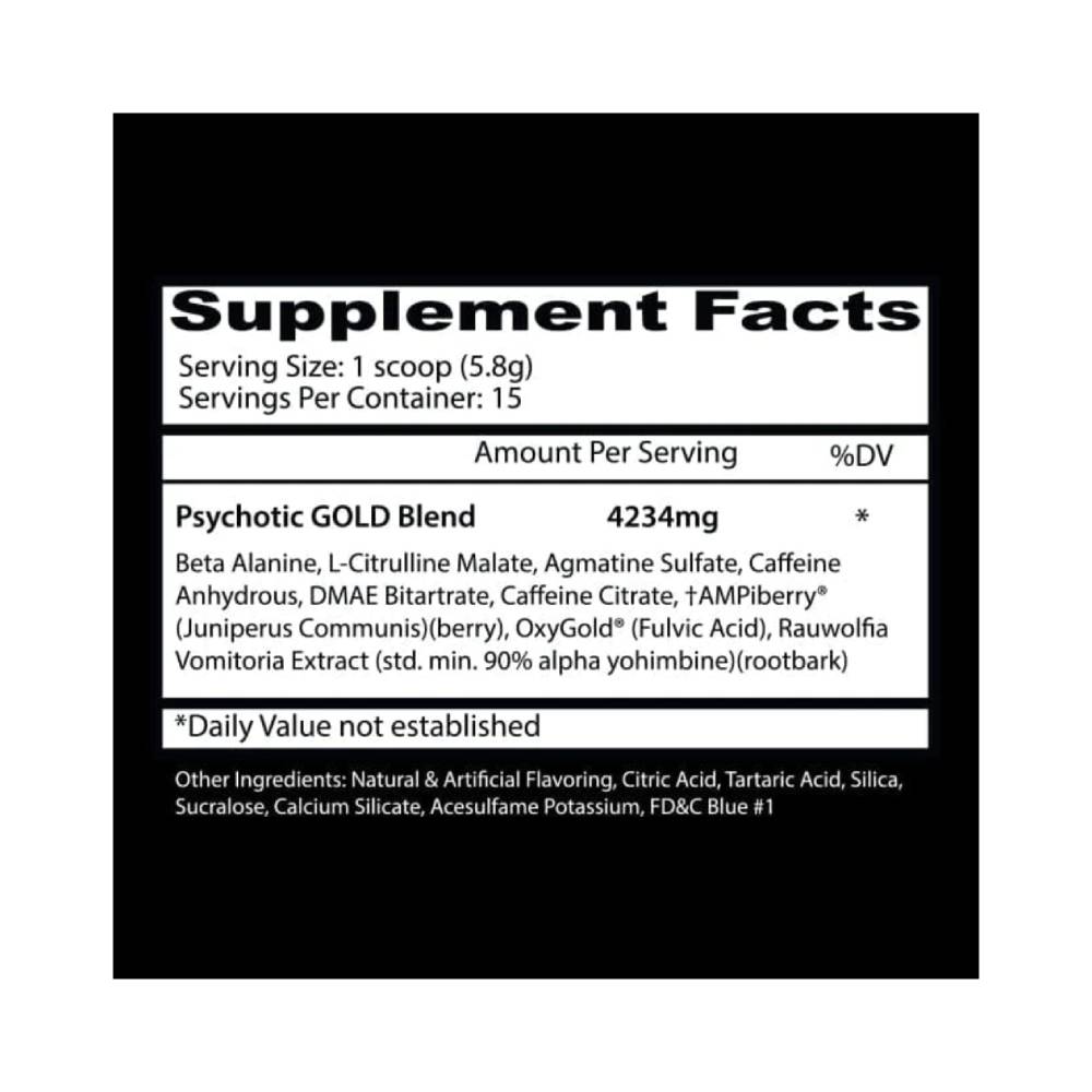 Black Friday - Reduceri Psychotic Gold, pudra, 200g, Insane Labz, Supliment alimentar pre - workout cu cofeina Gummy Candy Promotie 2