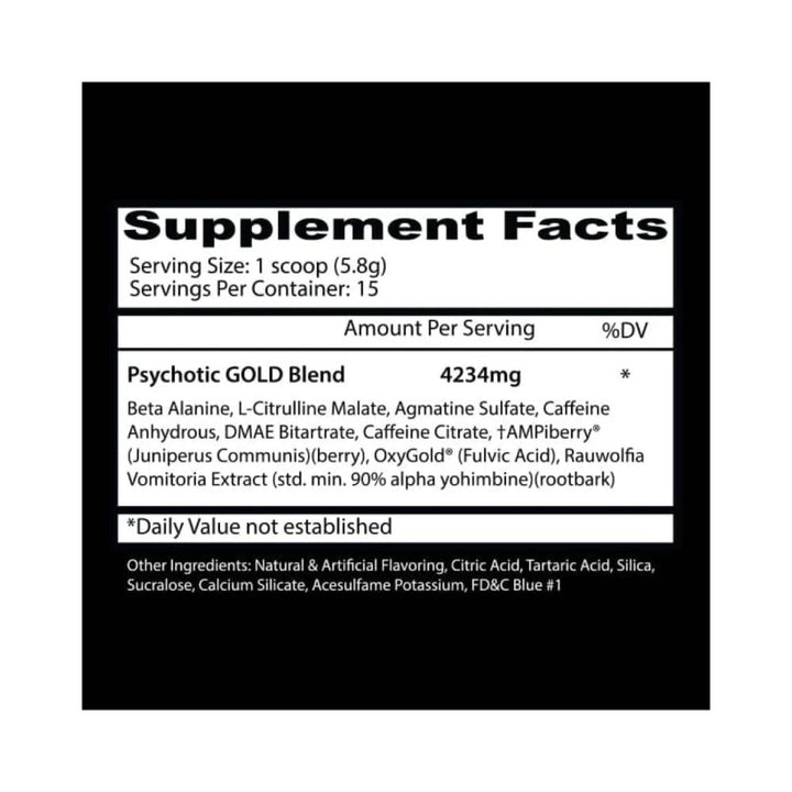 Suplimente antrenament | Psychotic Gold, pudra, 200g, Insane Labz, Supliment alimentar pre-workout cu cofeina 1