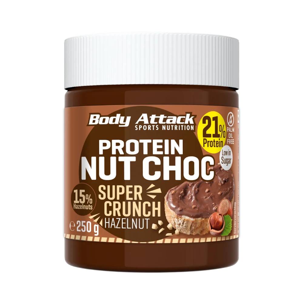 Protein Nut Choc, 250g, Body Attack, Crema proteica tartinabila cu alune de padure 1