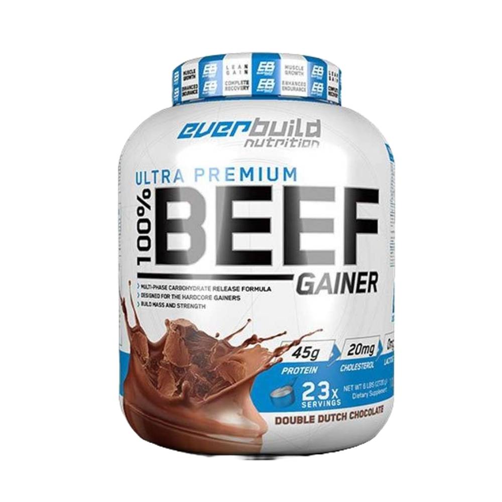 Black Friday - Reduceri 100% Beef Gainer Ultra Premium pudra, 2.6kg, Everbuild Nutrition, Supliment crestere masa musculara Double Dutch Chocolate Promotie 3