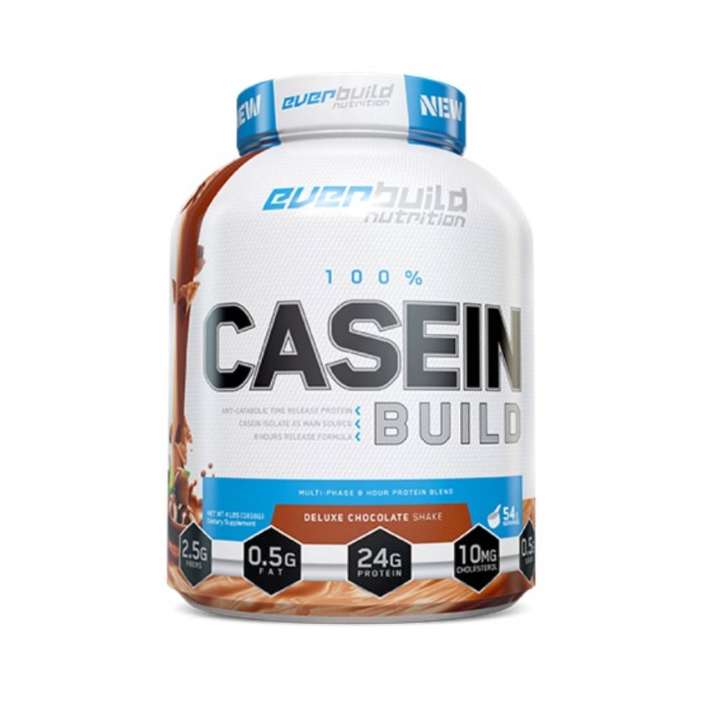 Black Friday - Reduceri 100% Casein Build pudra, 1.8kg, Everbuild Nutrition, Cazeina micelara Deluxe Chocolate Shake Promotie 2