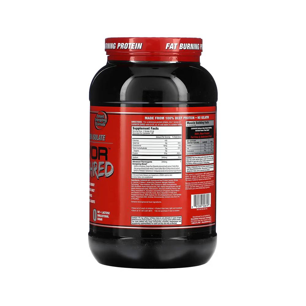 Black Friday - Reduceri Carnivor Shred, pudra, 868g, Musclemeds, Hidrolizat proteic din carne de vita Vanilla Caramel Promotie 2