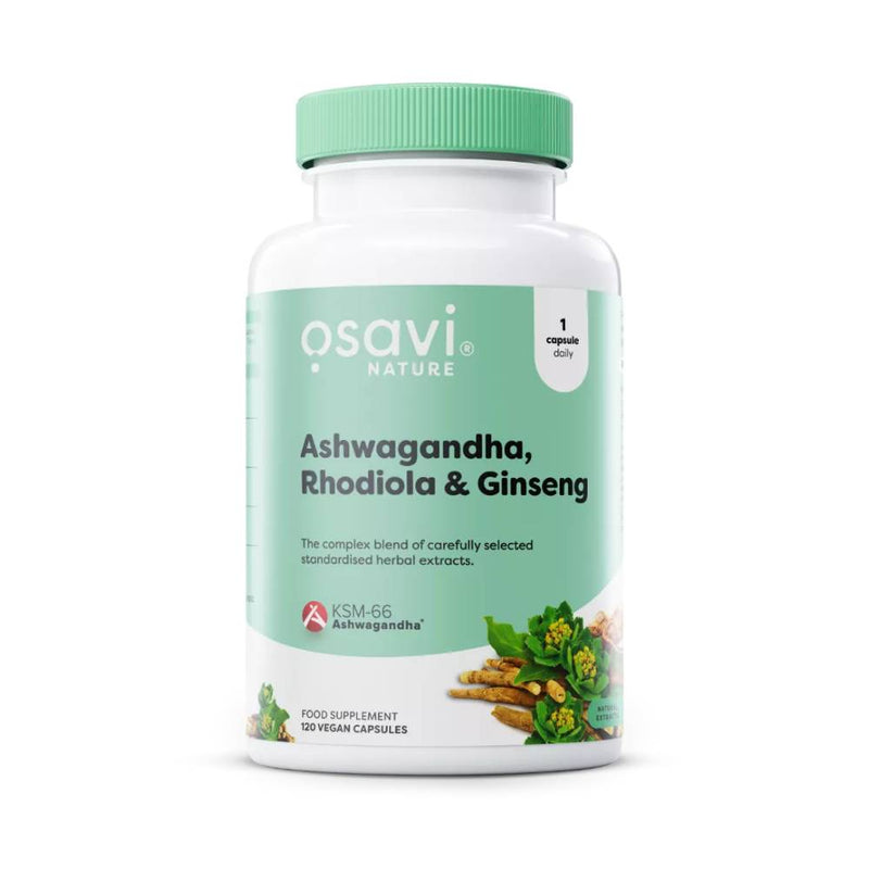 Suplimente sanatate Ashwagandha, Rhodiola & Ginseng, 120 capsule, Osavi, Supliment alimentar pentru sanatate 1