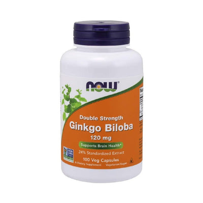 Stimulatoare focus | Ginkgo Biloba 120mg, 100 capsule, Now Foods, Supliment alimentar pentru sanatate 0