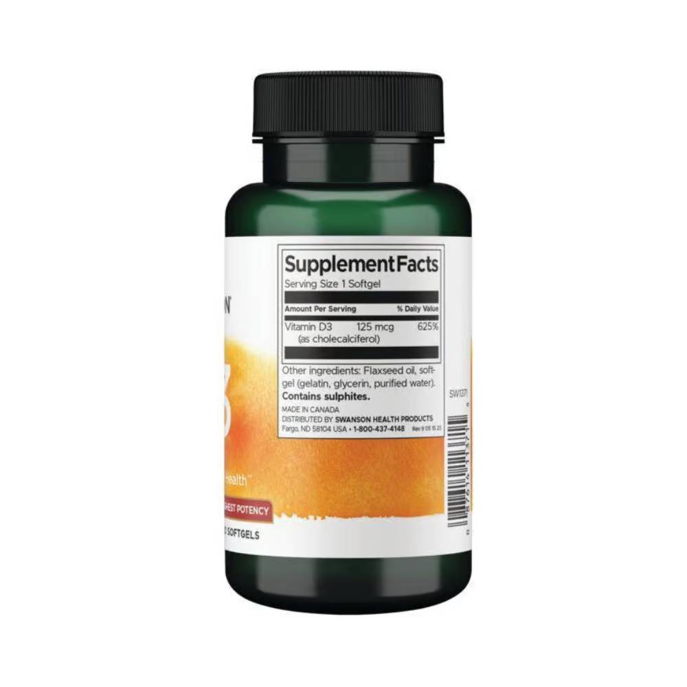 Vitamina D3 5000UI, 250 capsule, Swanson, Supliment alimentar pentru imunitate 2