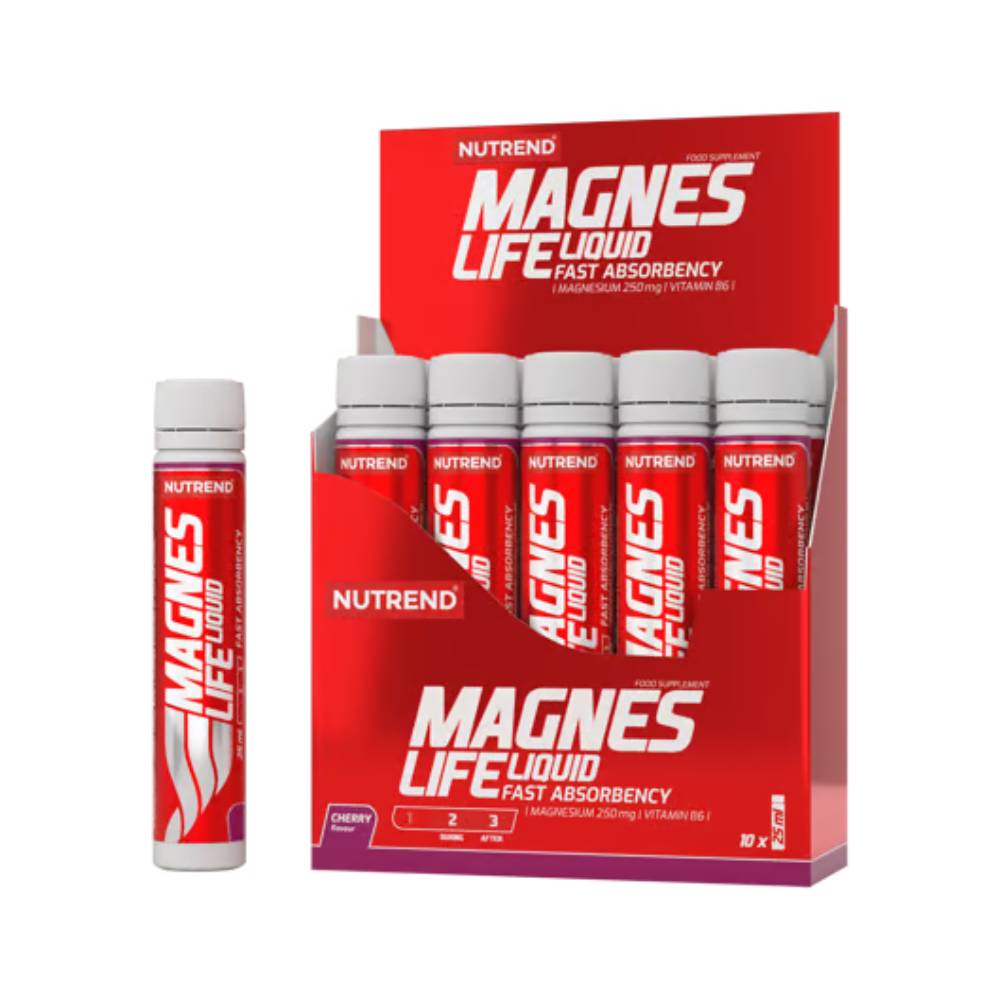 Black Friday - Reduceri Magneslife shot, 10x25ml, Nutrend, Supliment alimentar pe baza de magneziu Cherry Promotie 1