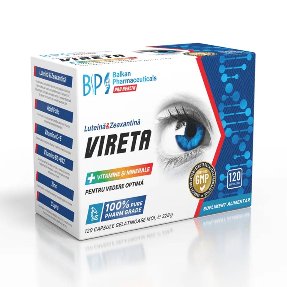 Black Friday - Reduceri Vireta 120 capsule, Balkan Pharmaceuticals, Supliment alimentar pentru vedere Promotie 1