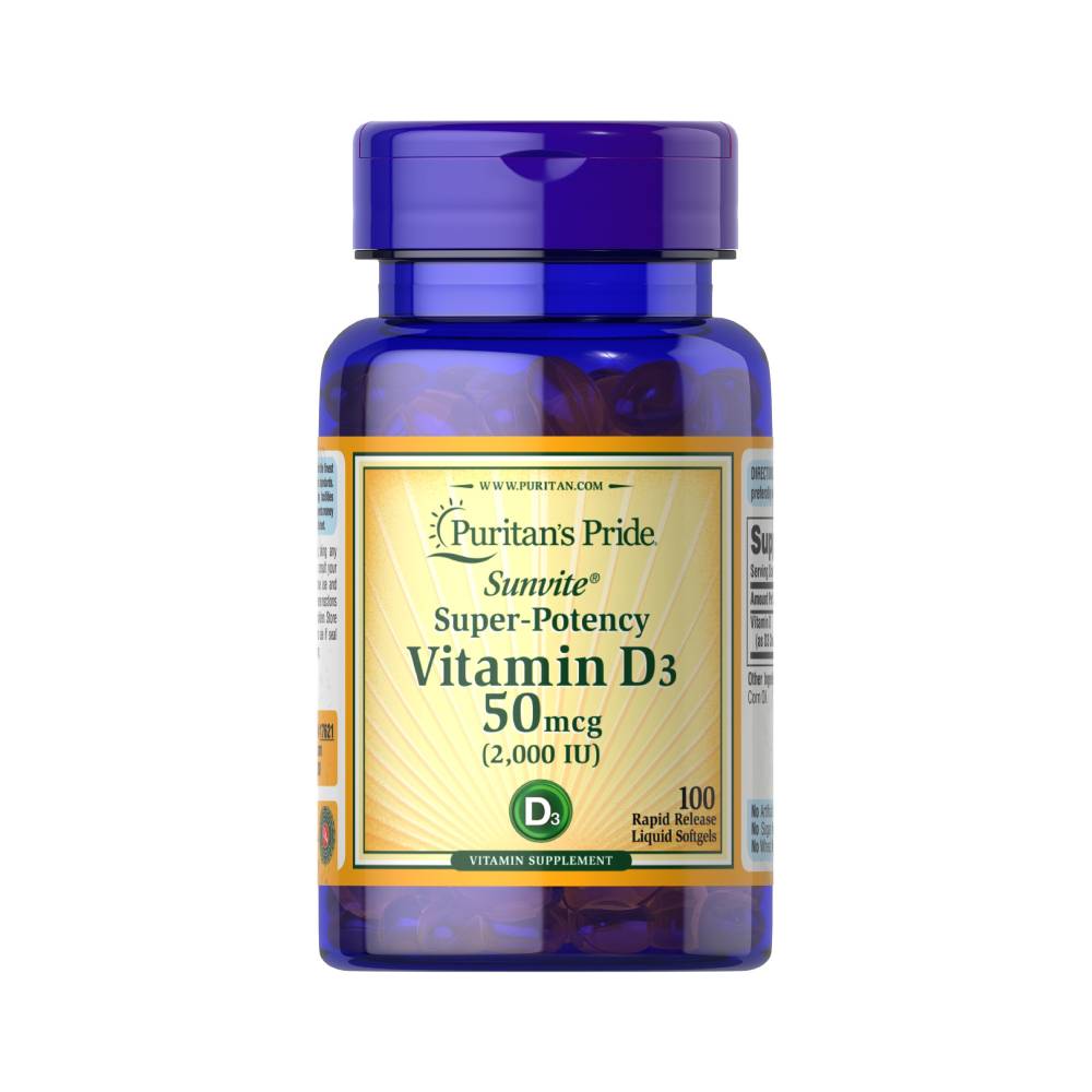 Vitamine | Vitamin D3 50mcg, 100 capsule, Puritan's Pride, Supliment alimentar pentru sanatate 0