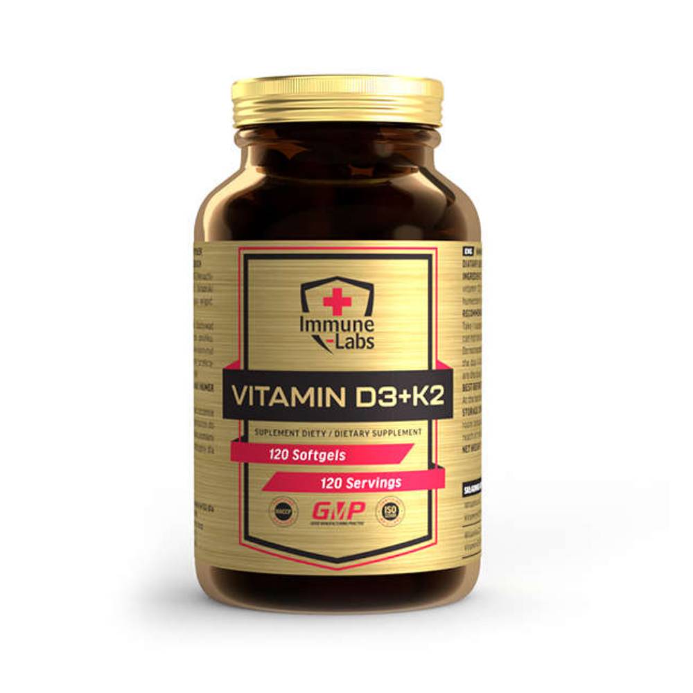 Vitamine | Vitamina D3 + K2, 120 capsule, Immune Labs, Supliment alimentar pentru sanatate 0