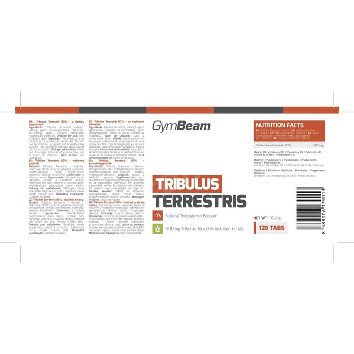 Stimulente hormonale | Tribulus Terrestris, 120 tablete, GymBeam, Supliment stimulare hormonala 1