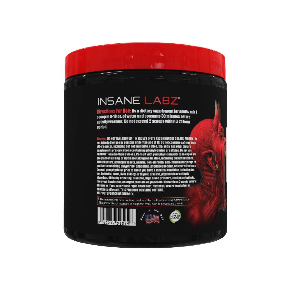 Pre-workout | Redrum, pudra, 172g, Insane Labz, Supliment alimentar pre-workout cu cofeina 1