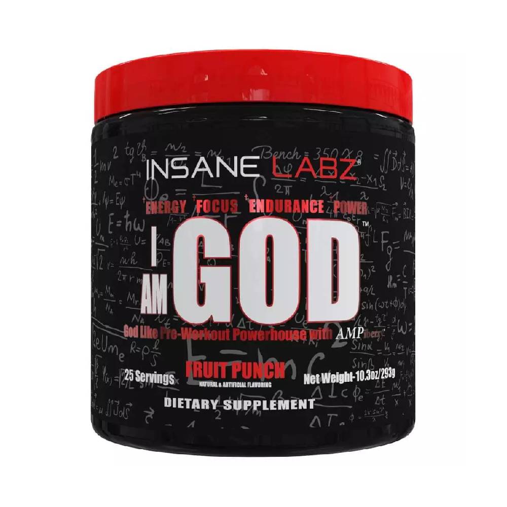 Black Friday - Reduceri I am God, pudra, 296g, Insane Labz, Supliment alimentar pre - workout cu cofeina Apple Promotie 2