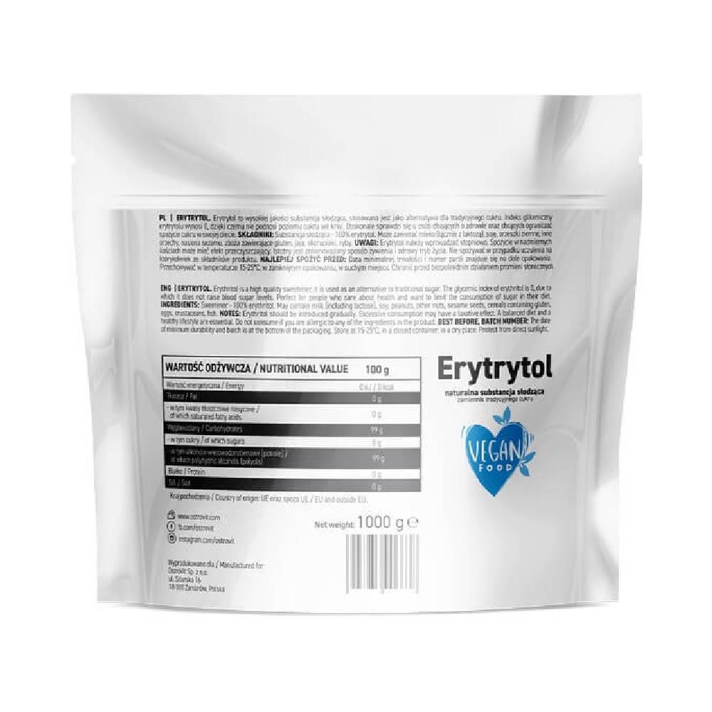 Alimente & Gustari | Erytrytol, 1000g, OstroVit, Indulcitor pe baza de eritritol 1