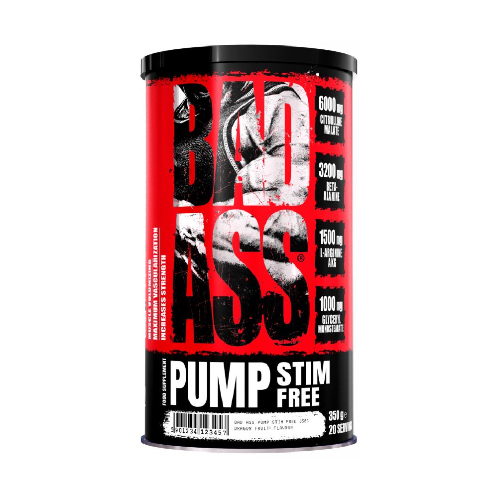 Black Friday - Reduceri Pump Stim - Free, pudra, 350g, Bad Ass, Pre - workout fara cofeina Citrus - Peach Promotie 1