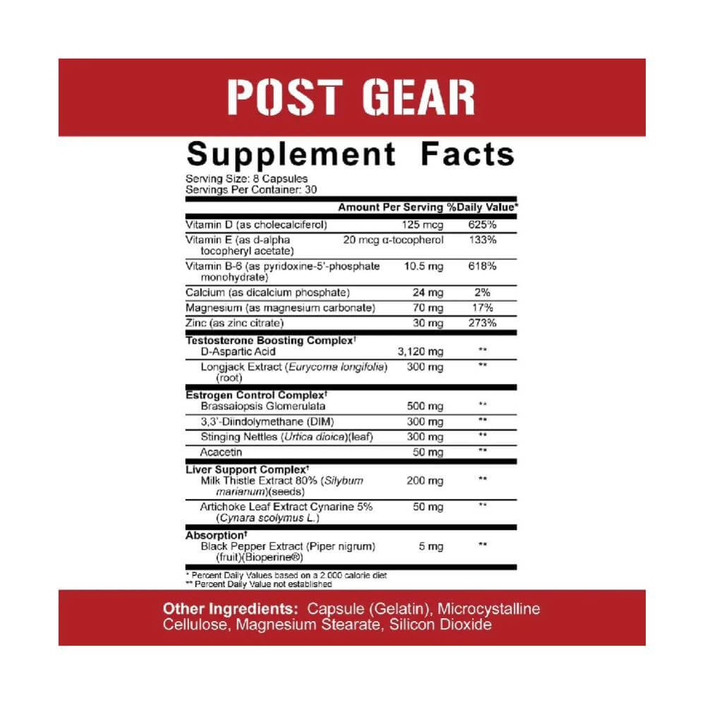 Cresterea masei musculare | Post Gear 240 capsule, 5% Rich Piana, Supliment stimulator hormonal 1