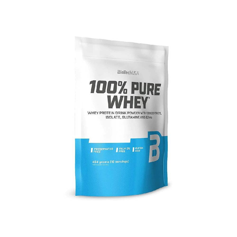 Black Friday - Reduceri 100% Pure Whey 450g, pudra, Biotech USA, Concentrat si izolat proteic din zer Chocolate Promotie 2