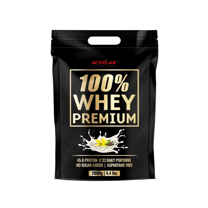 Black Friday - Reduceri 100% Whey Premium 2kg, pudra proteica, Activlab, Concentrat proteic din zer Milk Chocolate Promotie 1