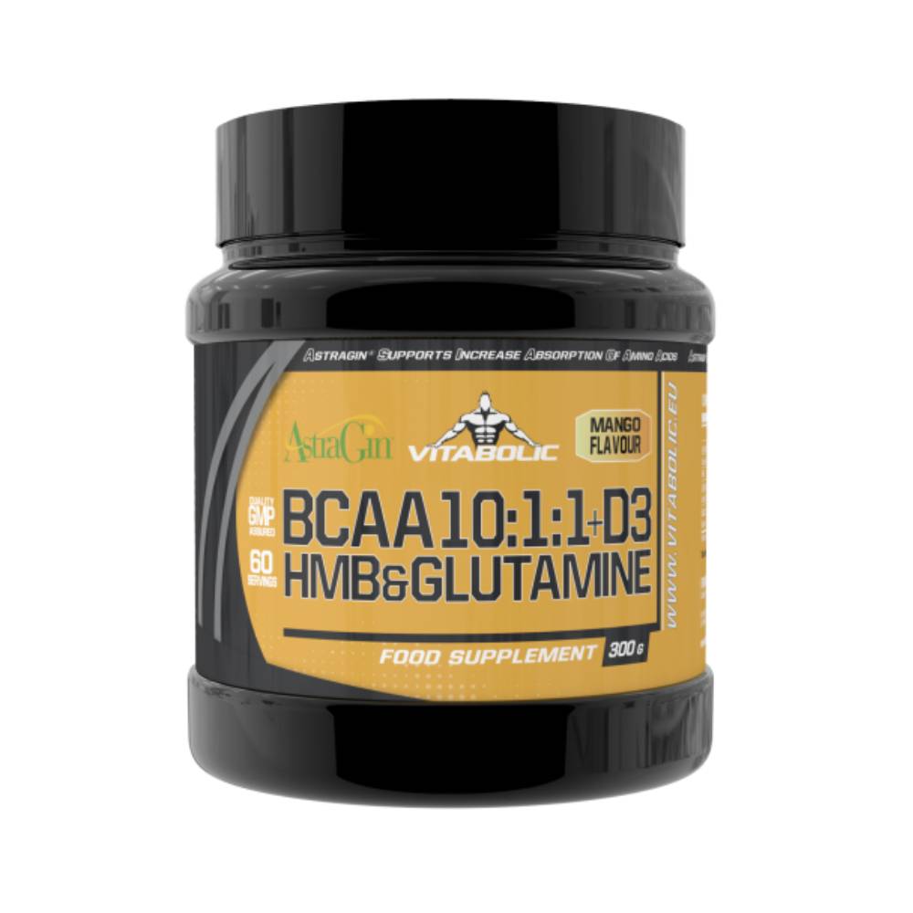 Complex de aminoacizi | BCAA 10:1:1+D3 HMB & Glutamina, pudra, 300g, Vitabolic, Supliment alimentar aminoacizi 0