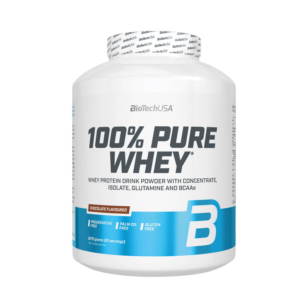 Black Friday - Reduceri 100% Pure Whey 2,27kg, pudra, Biotech USA, Concentrat si izolat proteic din zer Chocolate Promotie 1