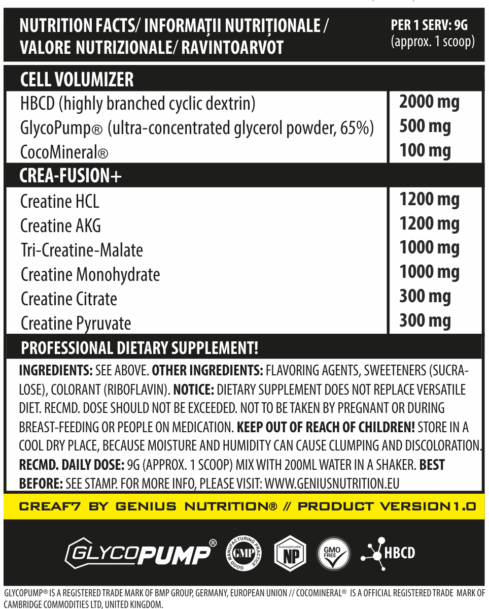 Creatina | CREAF7 405g, pudra, Genius Nutrition, Complex de creatina 1