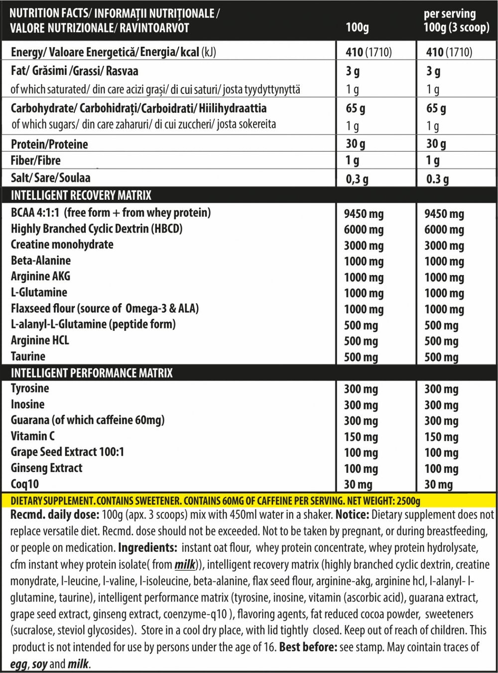 Proteine | iMASS 2500g, pudra, Genius Nutrition, Gainer crestere masa musculara 1