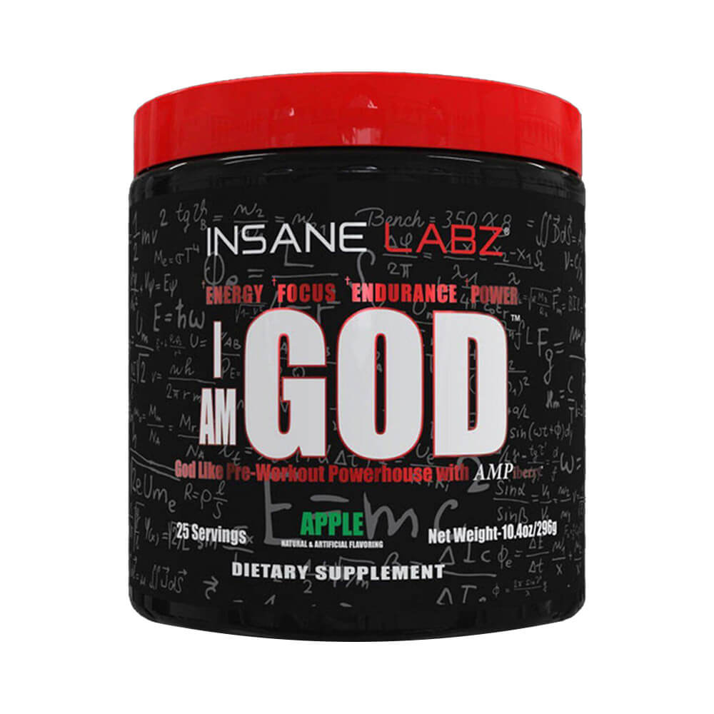 Black Friday - Reduceri I am God, pudra, 296g, Insane Labz, Supliment alimentar pre - workout cu cofeina Apple Promotie 1