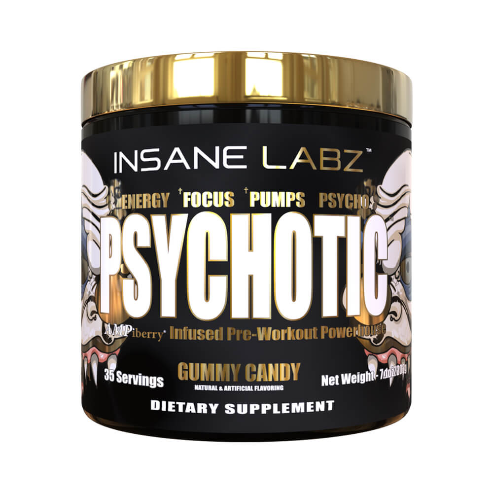 Black Friday - Reduceri Psychotic Gold, pudra, 200g, Insane Labz, Supliment alimentar pre - workout cu cofeina Gummy Candy Promotie 1