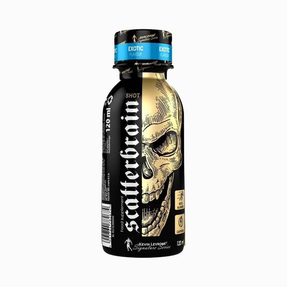 Black Friday - Reduceri ScatterBrain Shot 120ml, Kevin Levrone, Supliment alimentar pre - workout cu cofeina Mango Promotie 1