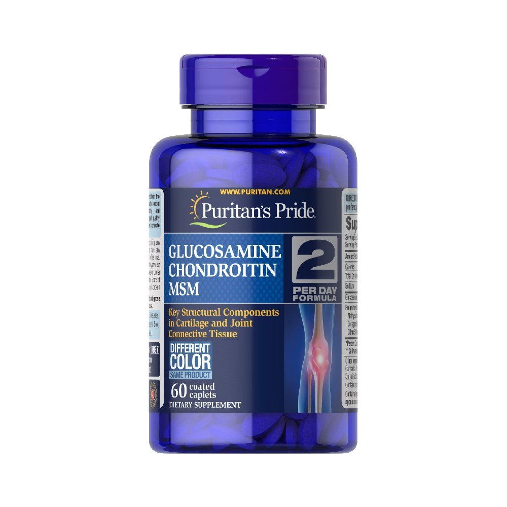 Suplimente pentru oase si articulatii | Glucozamina condroitina MSM, 60 caplets, Puritan's pride, Supliment pentru oase si articulatii 0