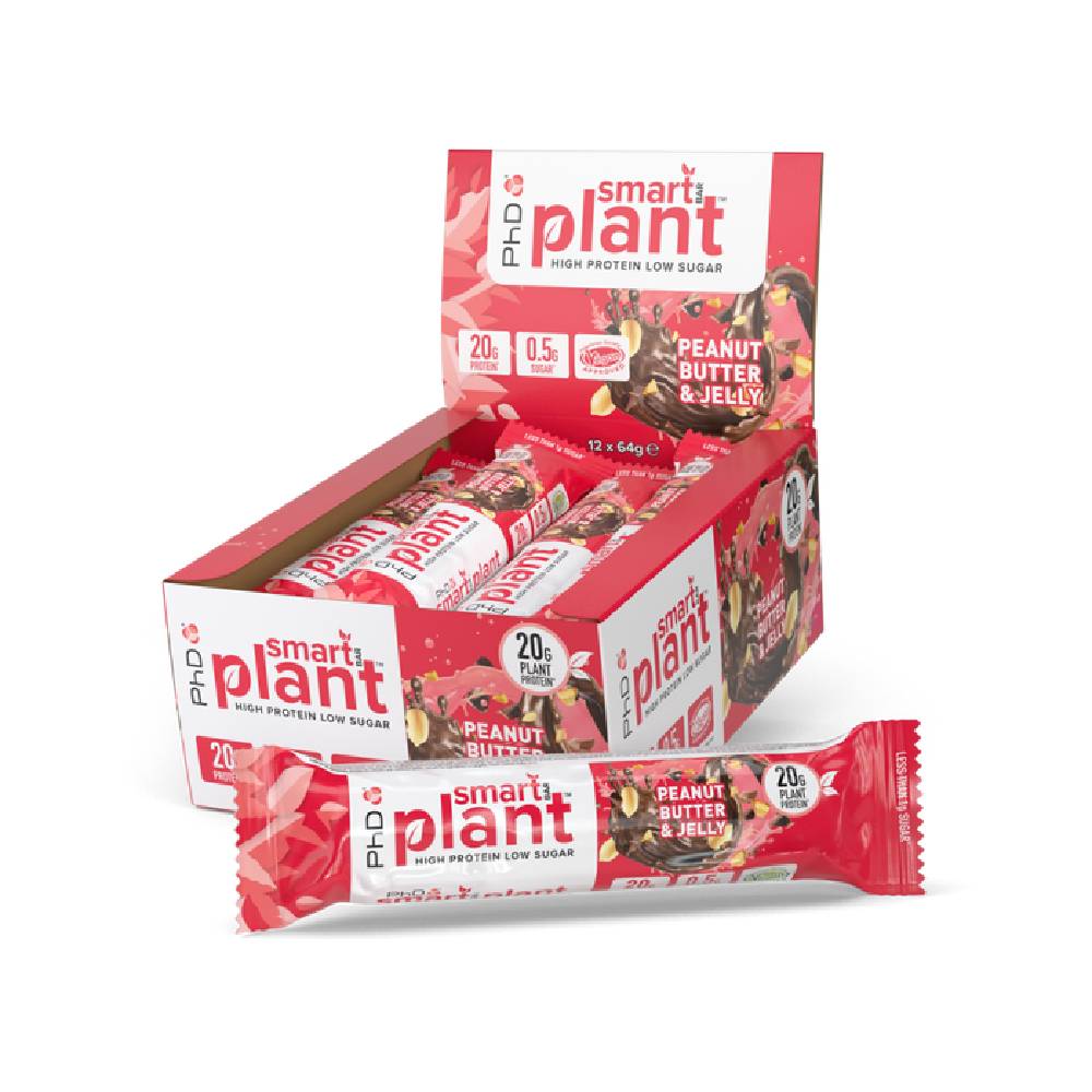 Black Friday - Reduceri Baton proteic Smart Bar Plant, 64g, PhD, Vegan, Fara zahar Chocolate peanut brownie Promotie 1