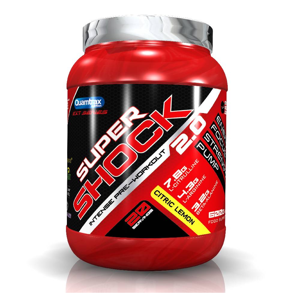 Black Friday - Reduceri Super Shock pre - workout, 600g, pudra, Quamtrax, Cu adaos de cofeina Fresh orange Promotie 2