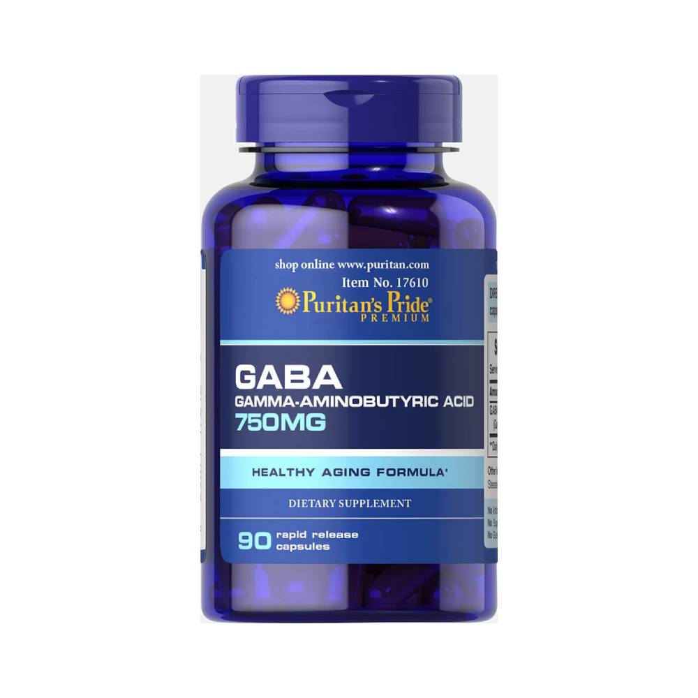 Suplimente pentru somn | Gaba 750mg, capsule, Puritan's Pride, Acid gama-aminobutiric 0