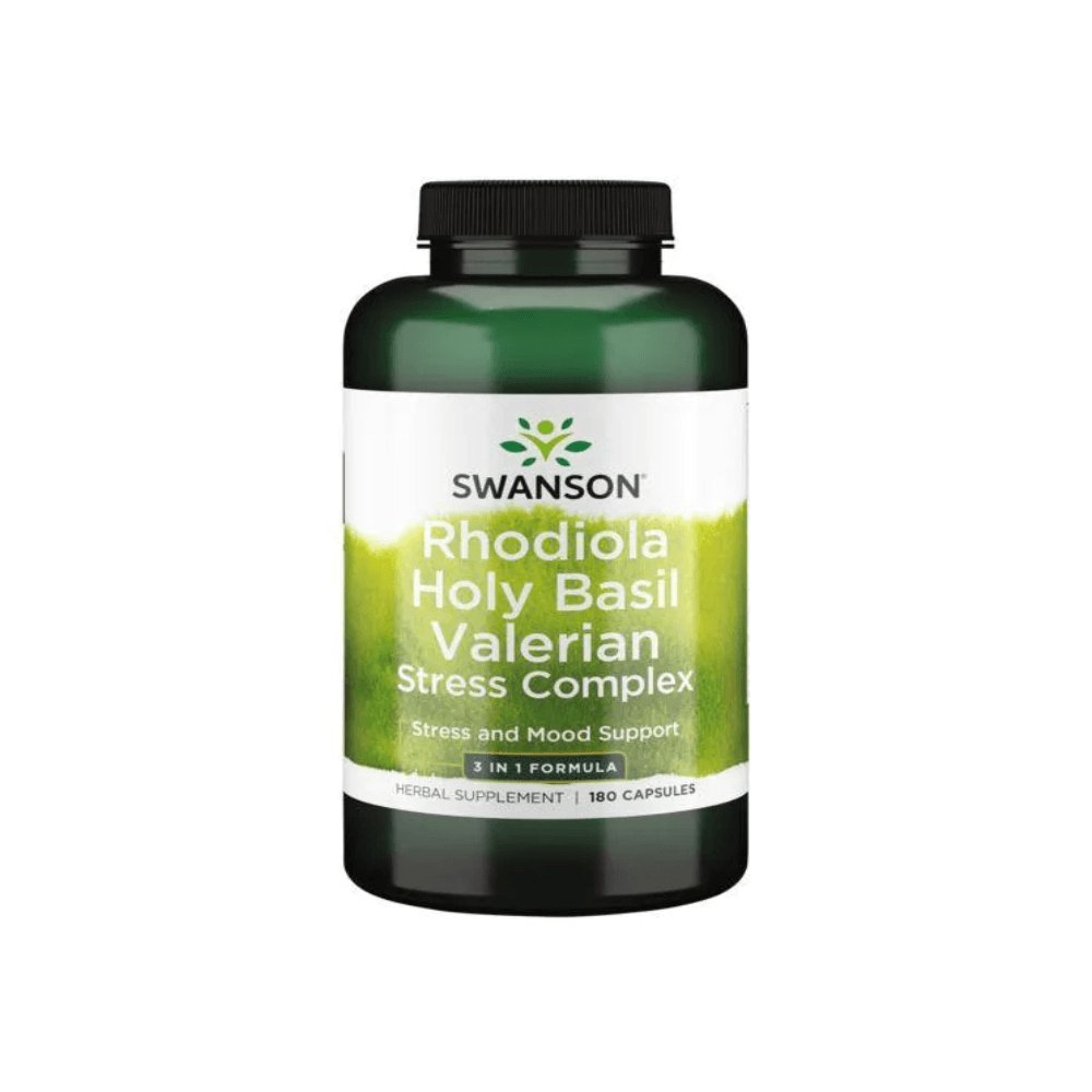 Black Friday - Reduceri Rhodiola Busuioc sfant Valeriana 180 capsule, Swanson, Supliment alimentar antistres Promotie 1