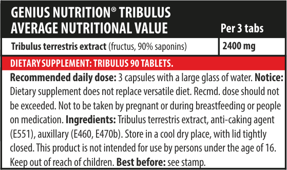 Stimulente hormonale | Tribulus Terrestris, 90tabs/30 serv, Genius Nutrition, Stimulator testosteron 1